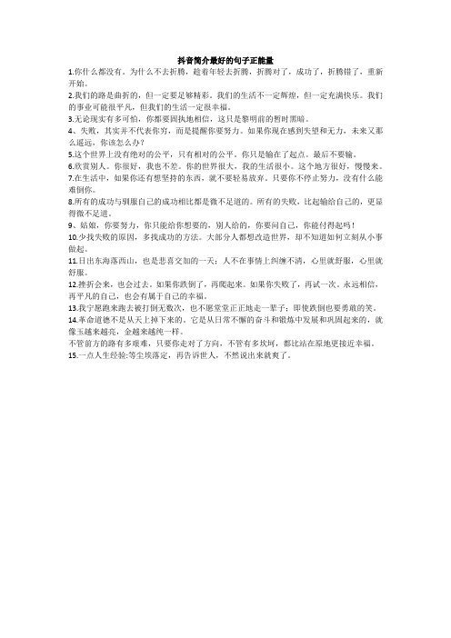 抖音简介最好的句子正能量