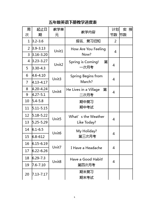 陕旅版五年级下册英语全册教案(2014-2015学年度)