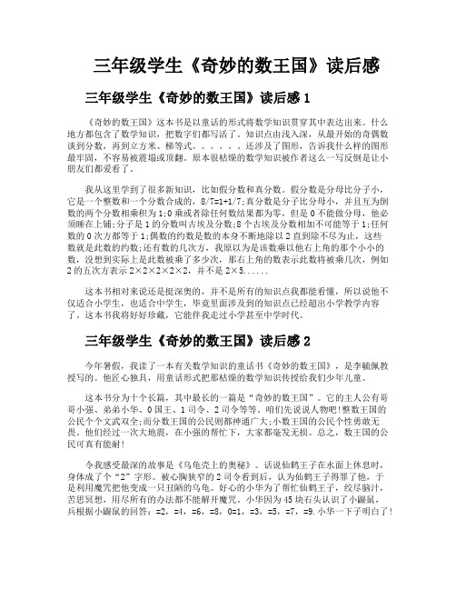 三年级学生《奇妙的数王国》读后感
