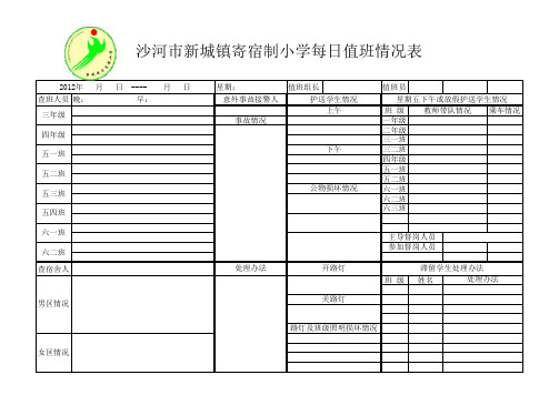 值班情况表统计表