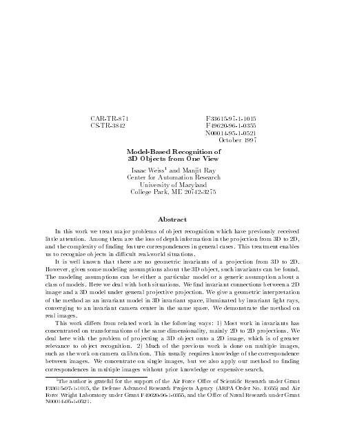 Model-based recognition of 3d objects from single images
