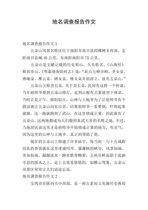 地名调查报告作文