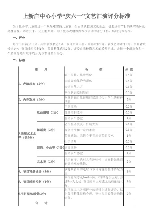 庆六一文艺汇演评分标准