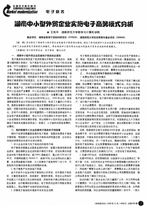 湖南中小型外贸企业实施电子商务模式分析