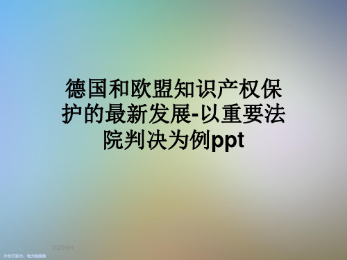 德国和欧盟知识产权保护的最新发展-以重要法院判决为例ppt