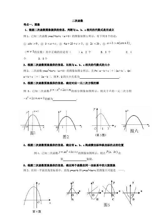 九年级数学二次函数考点及例题