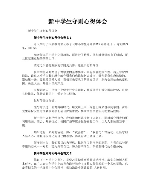 新中学生守则心得体会