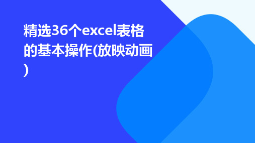 精选36个excel表格的基本操作(放映动画)