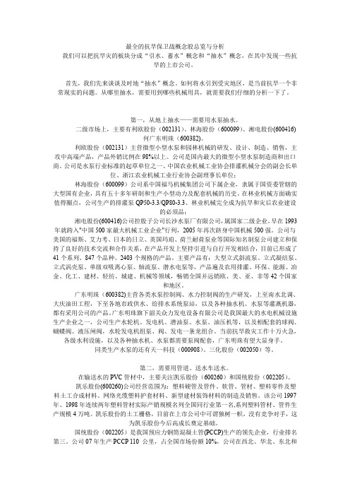 最全的抗旱保卫战概念股总览与分析