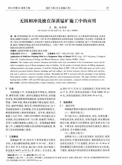 无固相冲洗液在深溪锰矿施工中的应用