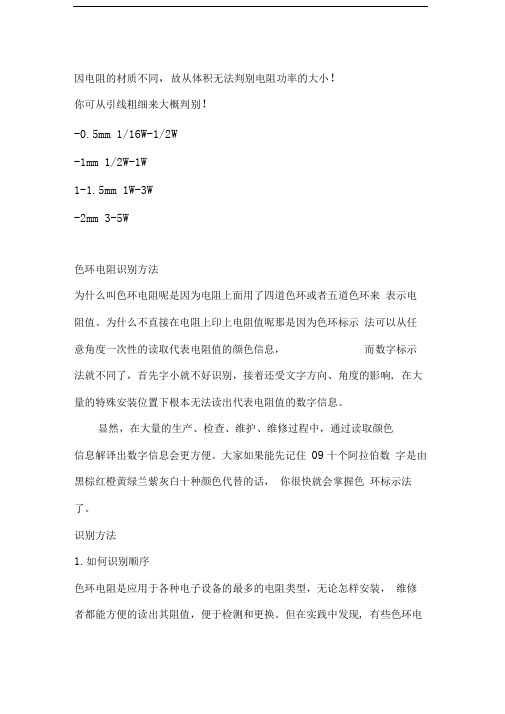 色环电阻识别方法和功率