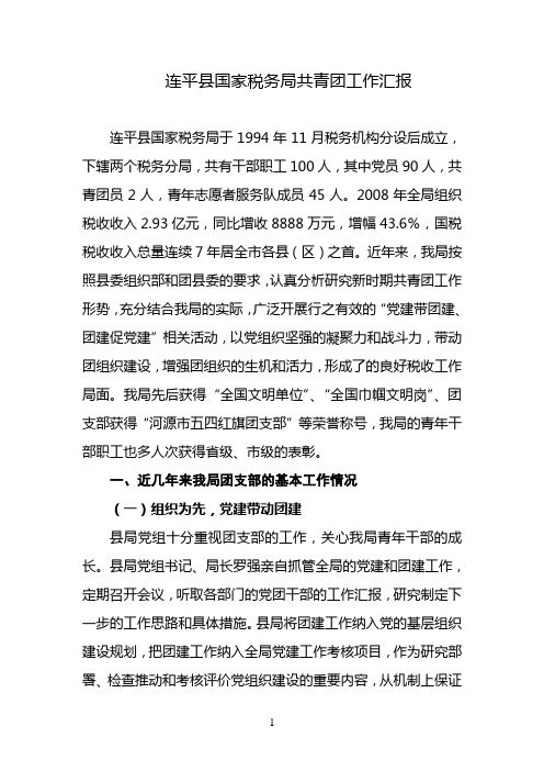 连平县国家税务局共青团工作汇报
