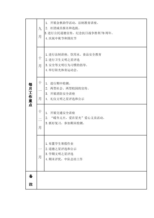 三上 班队活动计划表