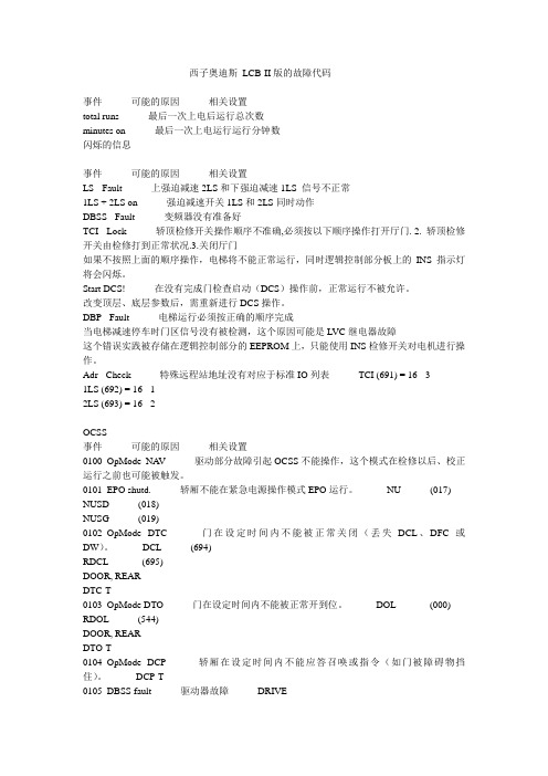 西子奥的斯 LCB-II版的故障代码