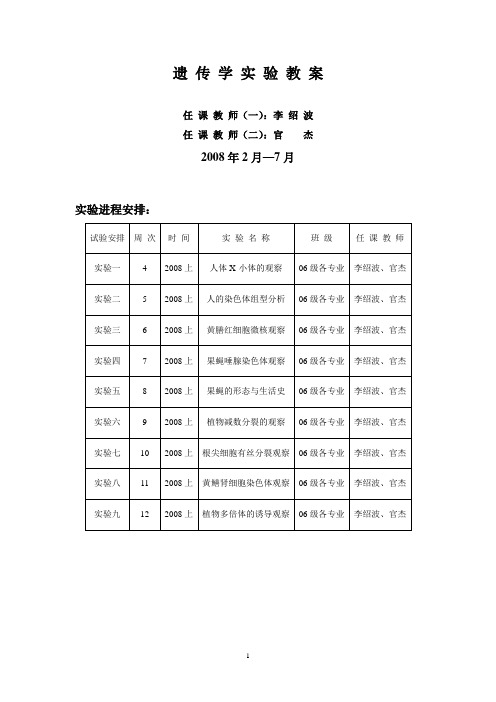 遗传学实验教案