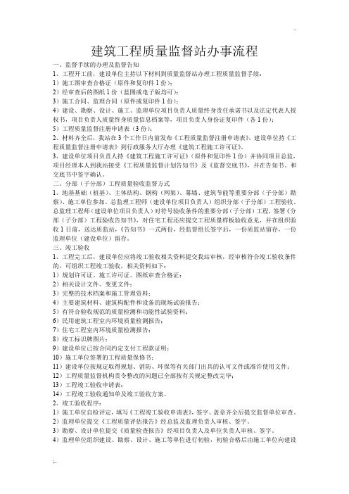 建筑工程质量监督站办事流程