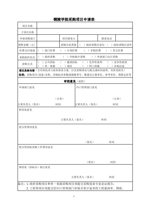 采购项目申请表