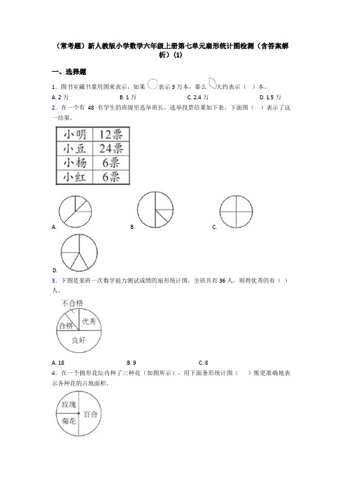 (常考题)新人教版小学数学六年级上册第七单元扇形统计图检测(含答案解析)(1)