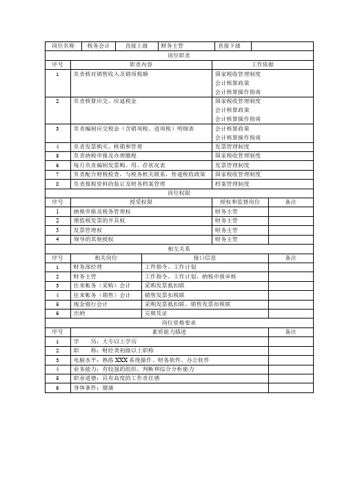税务会计岗位说明书