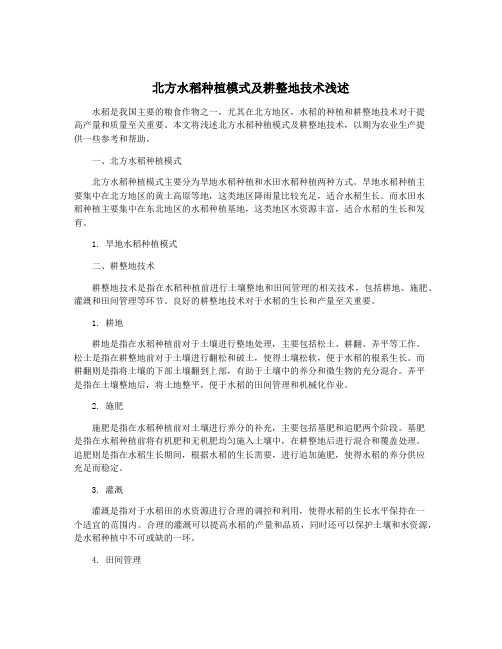 北方水稻种植模式及耕整地技术浅述
