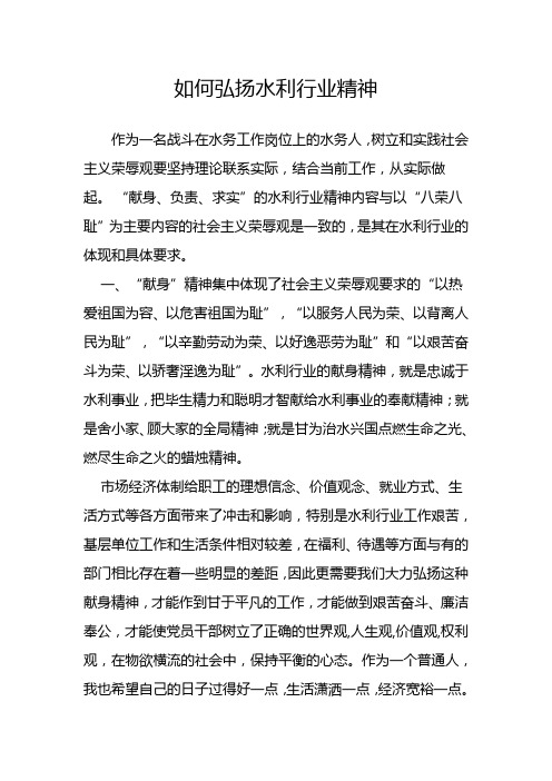 如何弘扬水利行业精神