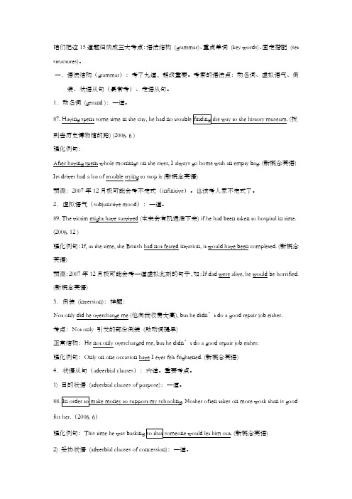 语法结构grammar重点单词keywords固定搭