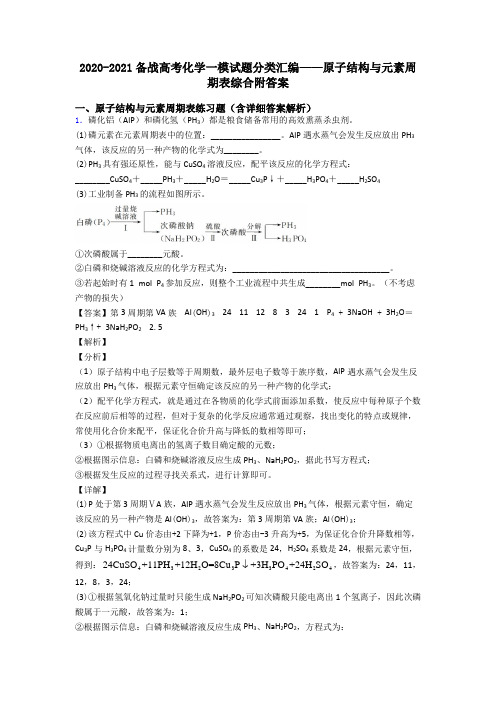 2020-2021备战高考化学一模试题分类汇编——原子结构与元素周期表综合附答案