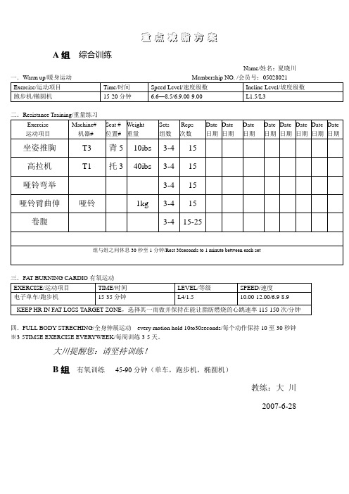 运动处方 减肥计划
