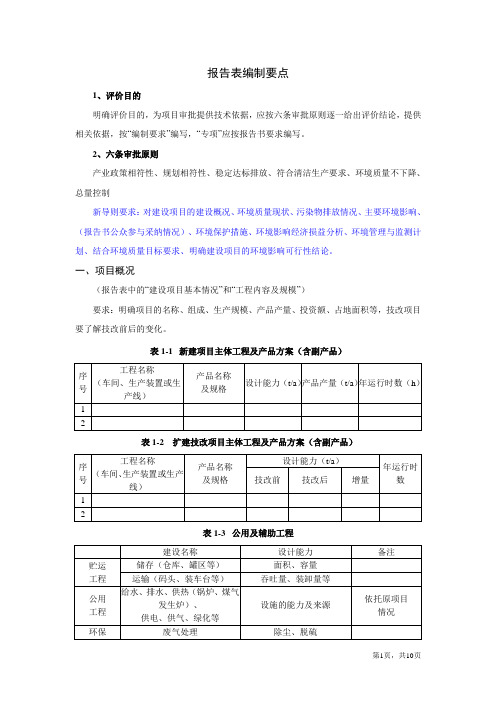 最新报告表编制要点