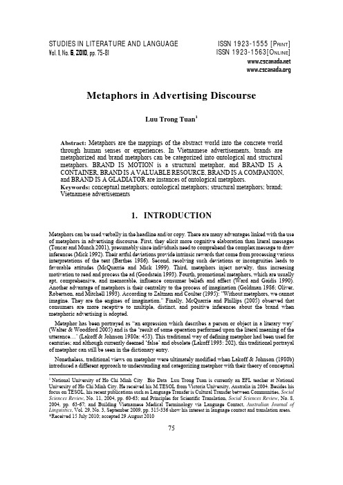 Metaphors in Advertising Discourse