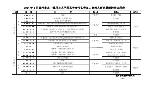 2014年5月温州市高中通用技术学科高考会考备考复习会教具