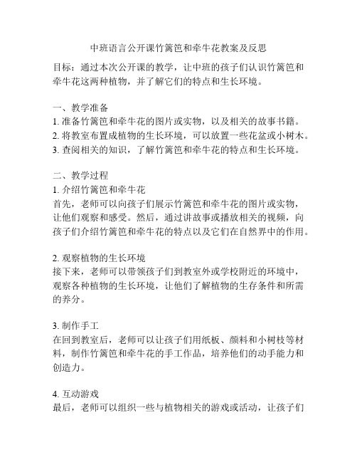 中班语言公开课竹篱笆和牵牛花教案及反思