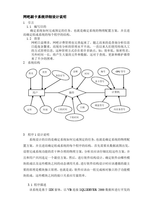 网吧刷卡系统详细设计说明