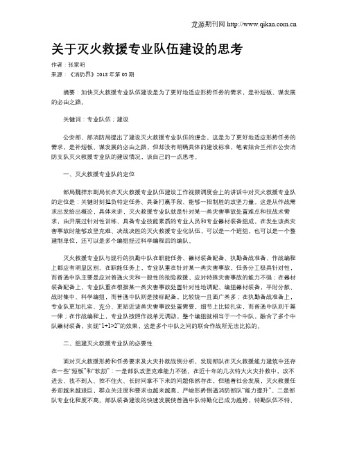 关于灭火救援专业队伍建设的思考