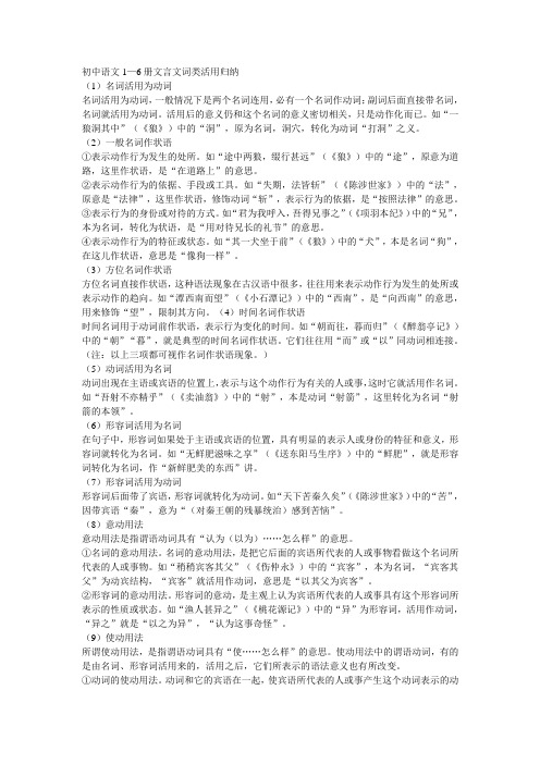 初中语文文言文词类活用汇总教学文稿