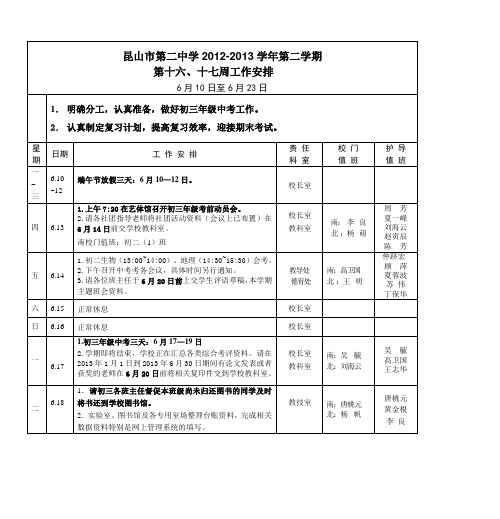 昆山市第二中学2012-2013学年第二学期