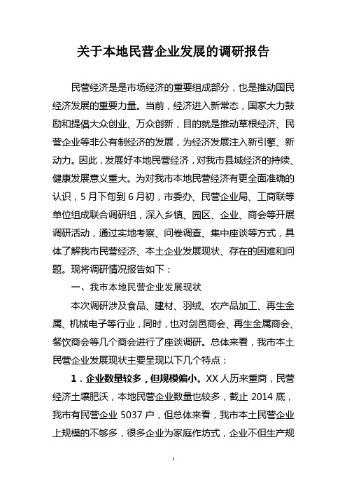 民营经济调研报告