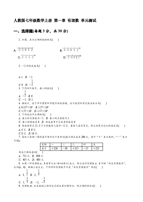 人教版七年级数学上册 第一章 有理数 单元测试 【含答案】