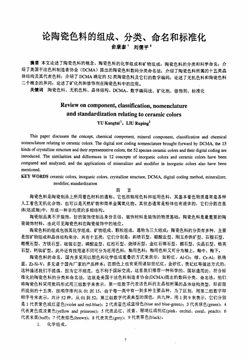 论陶瓷色料的组成、分类、命名和标准化