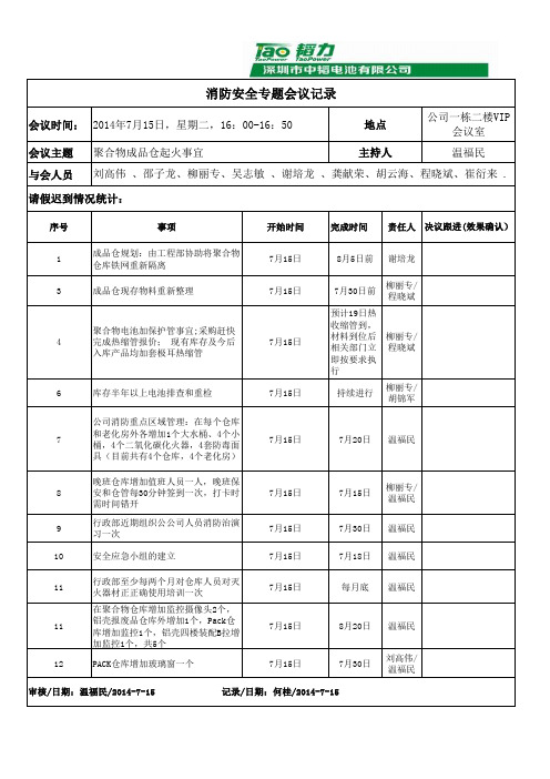 2014-7-15消防安全会议记录