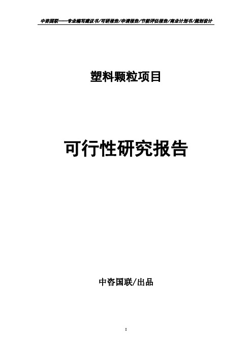 塑料颗粒项目可行性研究报告