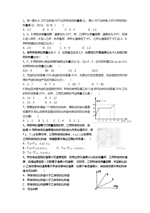 比热容-热值-比例图像题