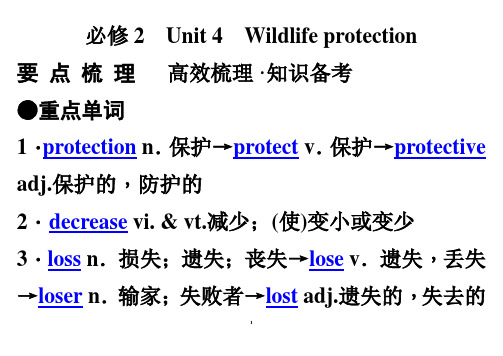 一轮复习  ：必修2 Unit 4 Wildlife protection