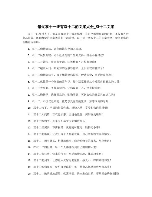 错过双十一还有双十二的文案大全_双十二文案