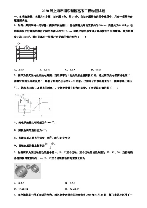 2020届上海市浦东新区高考二模物理试题含解析《加15套高考模拟卷》