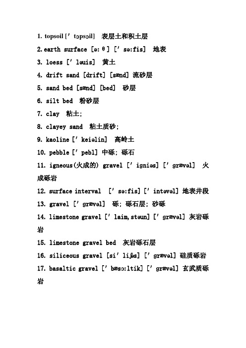 岩石名称中英文对照