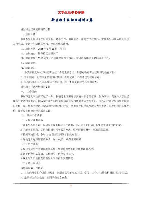 新生班主任助理培训4篇