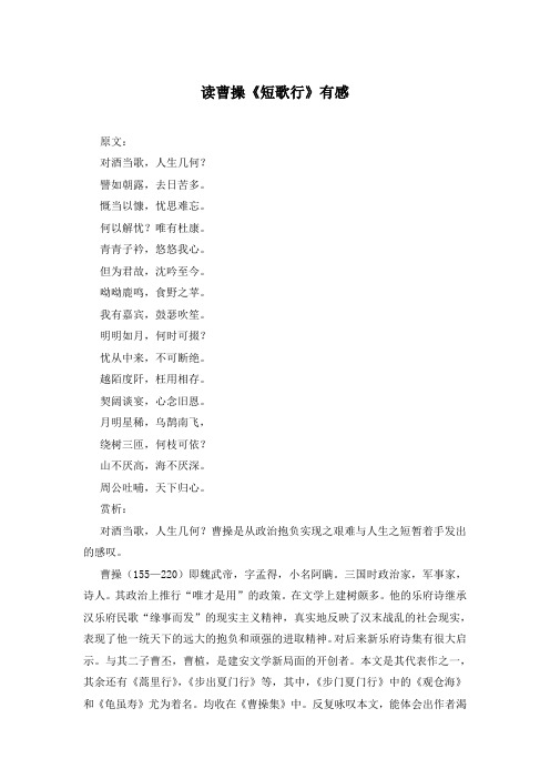 读曹操《短歌行》有感
