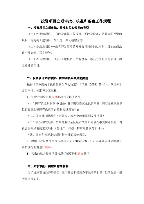 2004-投资项目立项审批、核准和备案工作规程