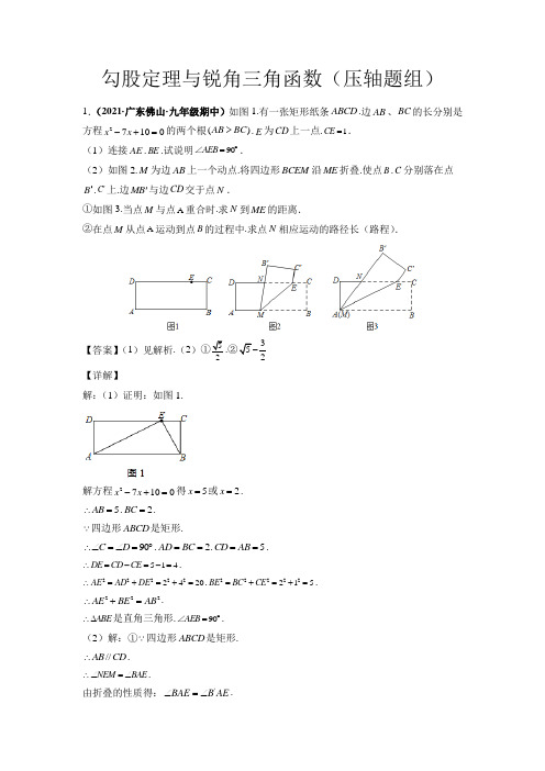 中考数学专题训练第11讲勾股定理与锐角三角函数1(解析版)